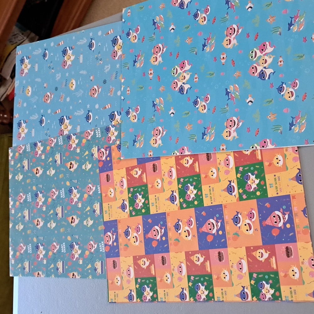 Baby shark wrapping paper 12 sheets ( 20 x 27.5)_ BUNDLE ONLY 2or more items